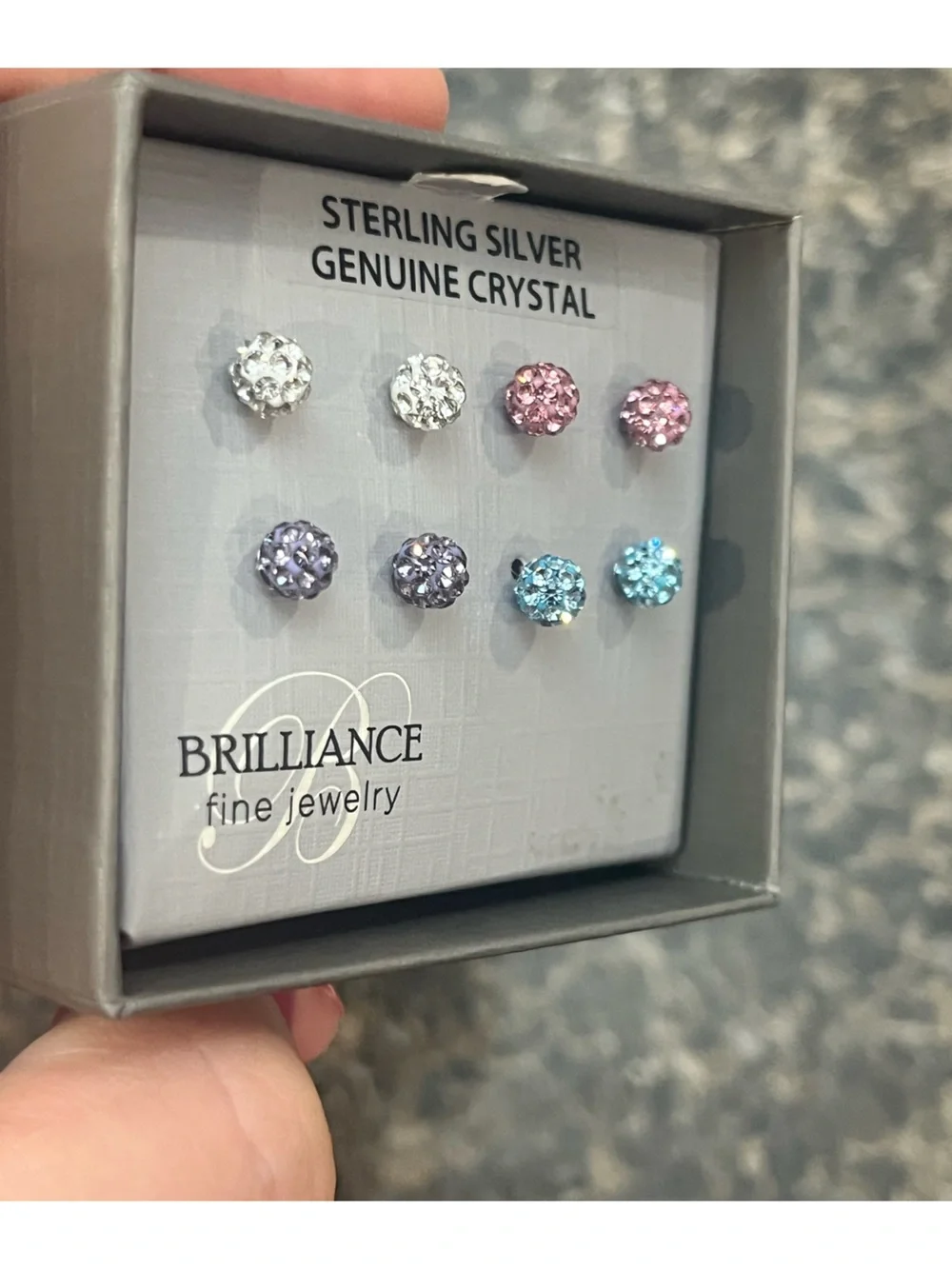 Brilliance Fine Jewelry Sterling Silver Multi-Color Crystal Stud Earring Set